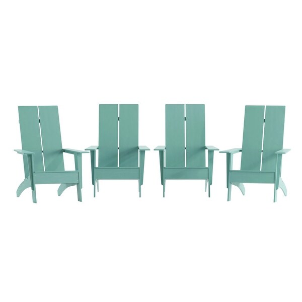 Set of 4 Modern Dual Slat Back Indoor/Outdoor Adirondack Style Chairs