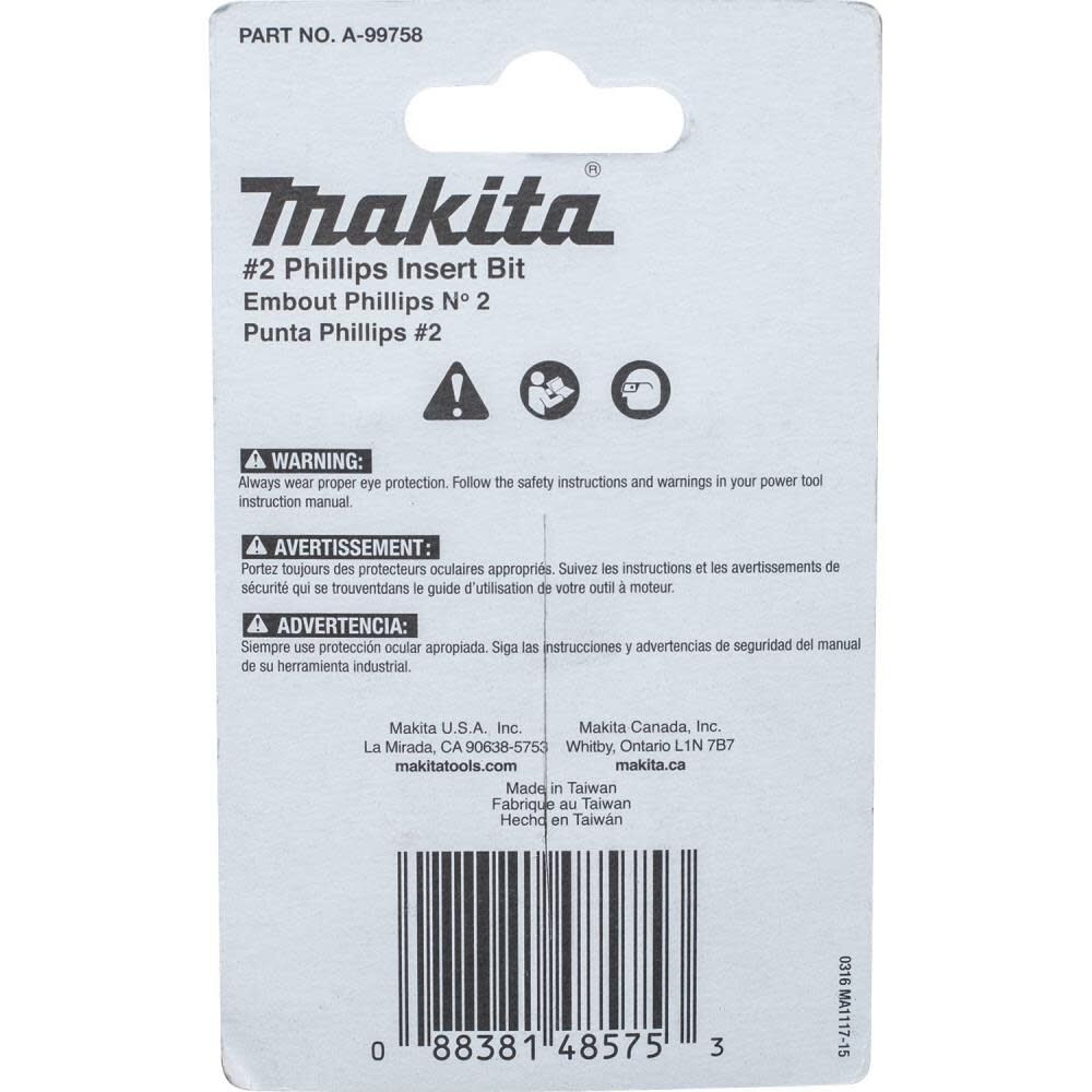 Makita Impact X #2 Phillips 1 Insert Bit 25/pk A-99758 from Makita