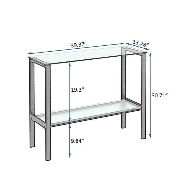 Modern Rectangular Glass Console Table With Two shelves