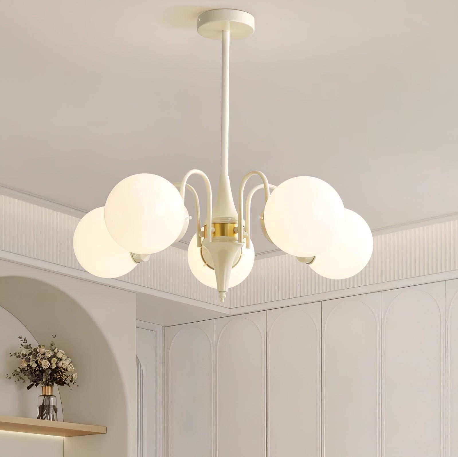 Cream Glass Ball Chandelier