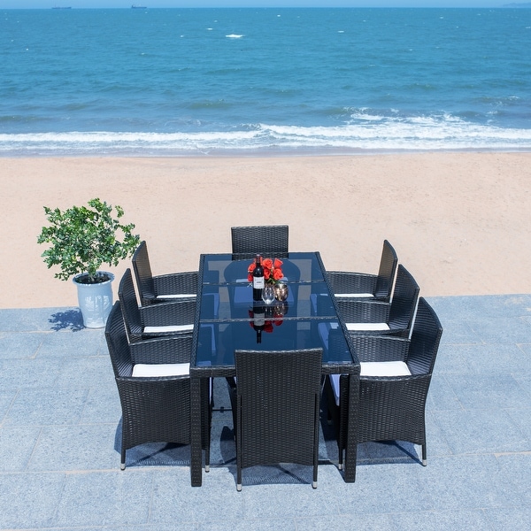 SAFAVIEH Outdoor Hailee 9Piece Wicker Dining Set