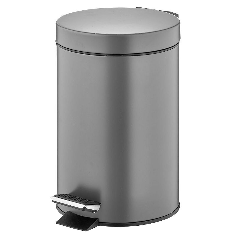 mDesign 3L Metal Round Step Garbage Trash Can with Removable Liner and Lid