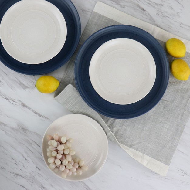 Gibson Bee And Willow Home 7 Inch 4 Piece Round Stoneware Appetizer Plate Set In Matte White