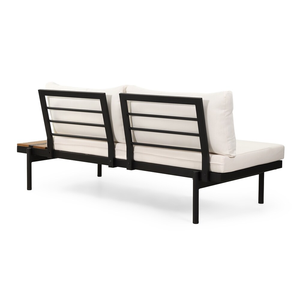 The Outdoor Acacia 5 seat Sectional Sofa Set w/ Water resistant Cushions by Christopher Knight Home