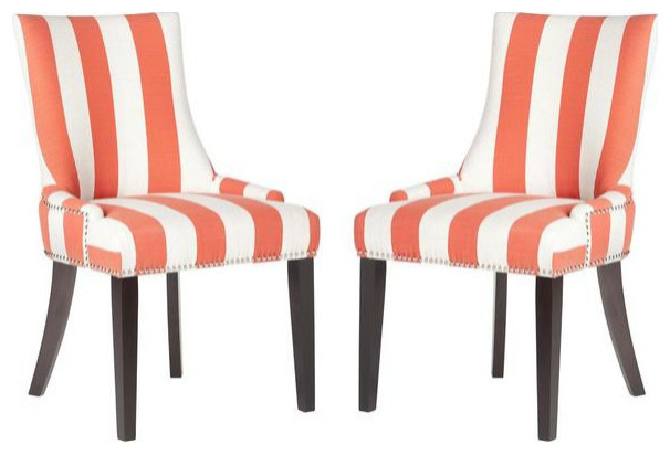 De De 19 quotH Awning Stripes Dining Chair  Set of 2  Silver Nail Heads Orange   Contemporary   Dining Chairs   by V.S.D Furniture  Houzz