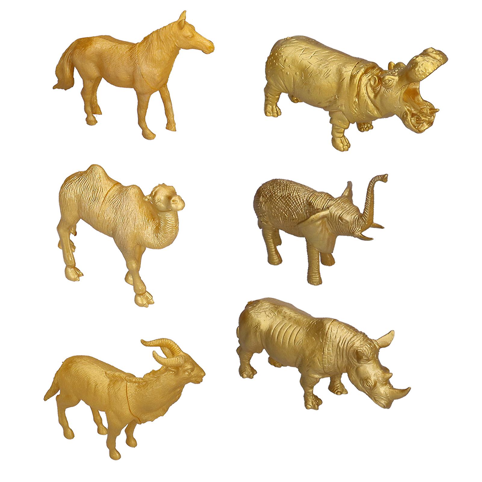 Forest Wild Animals Figure Pvc Long Lasting Simulation Golden Zoo Animal Figurines For 3 Years Old+6pcs