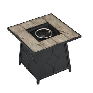 CASAINC 28-inch Steel Propane Gas Fire Pit Table 40000 BTU Square Gas Firepits with Lid and Lava Rock in Gray CR-FP-02-BR