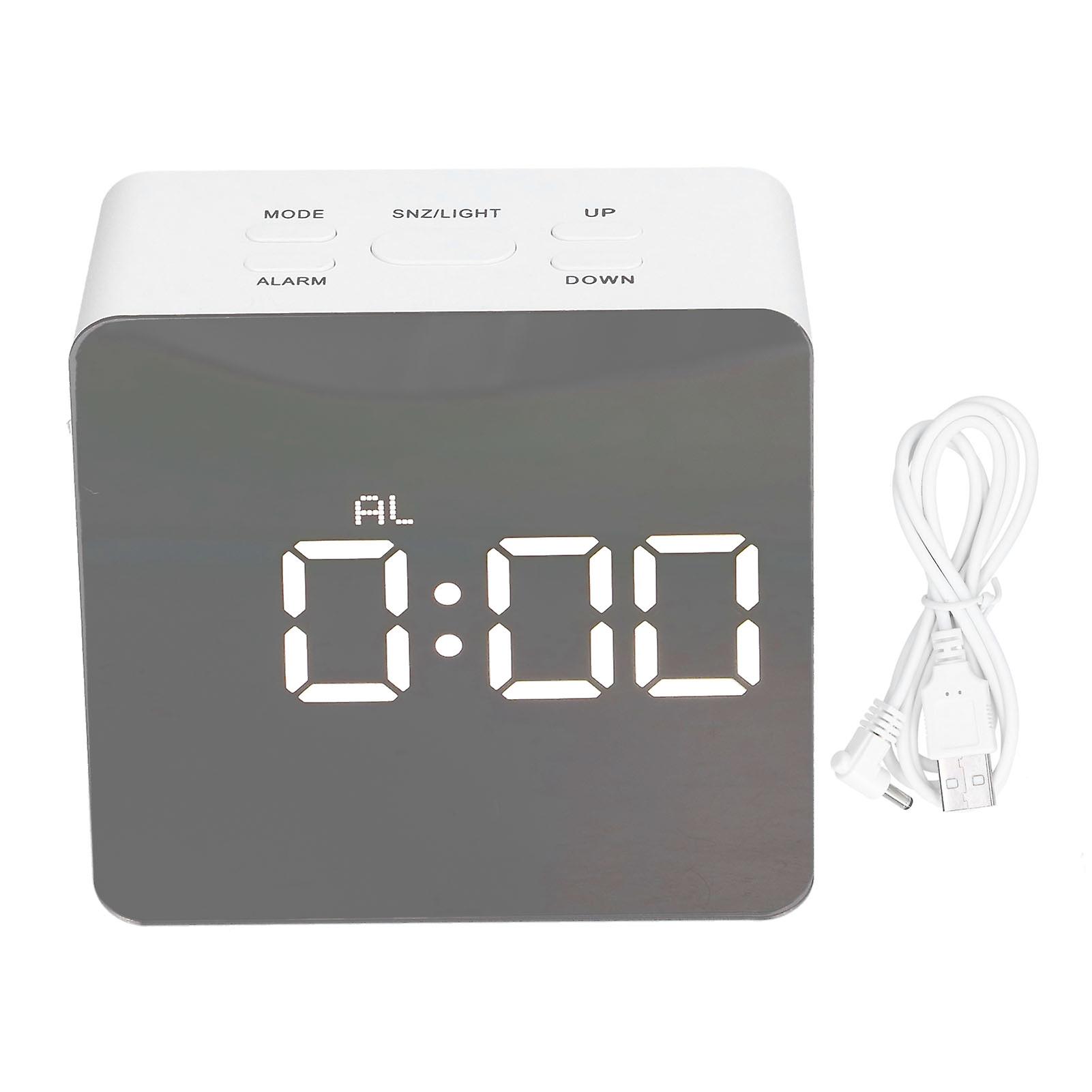 Led Mirror Alarm Clock With Temperature Date Time Display Snooze Function For Bedroom Living Room Office