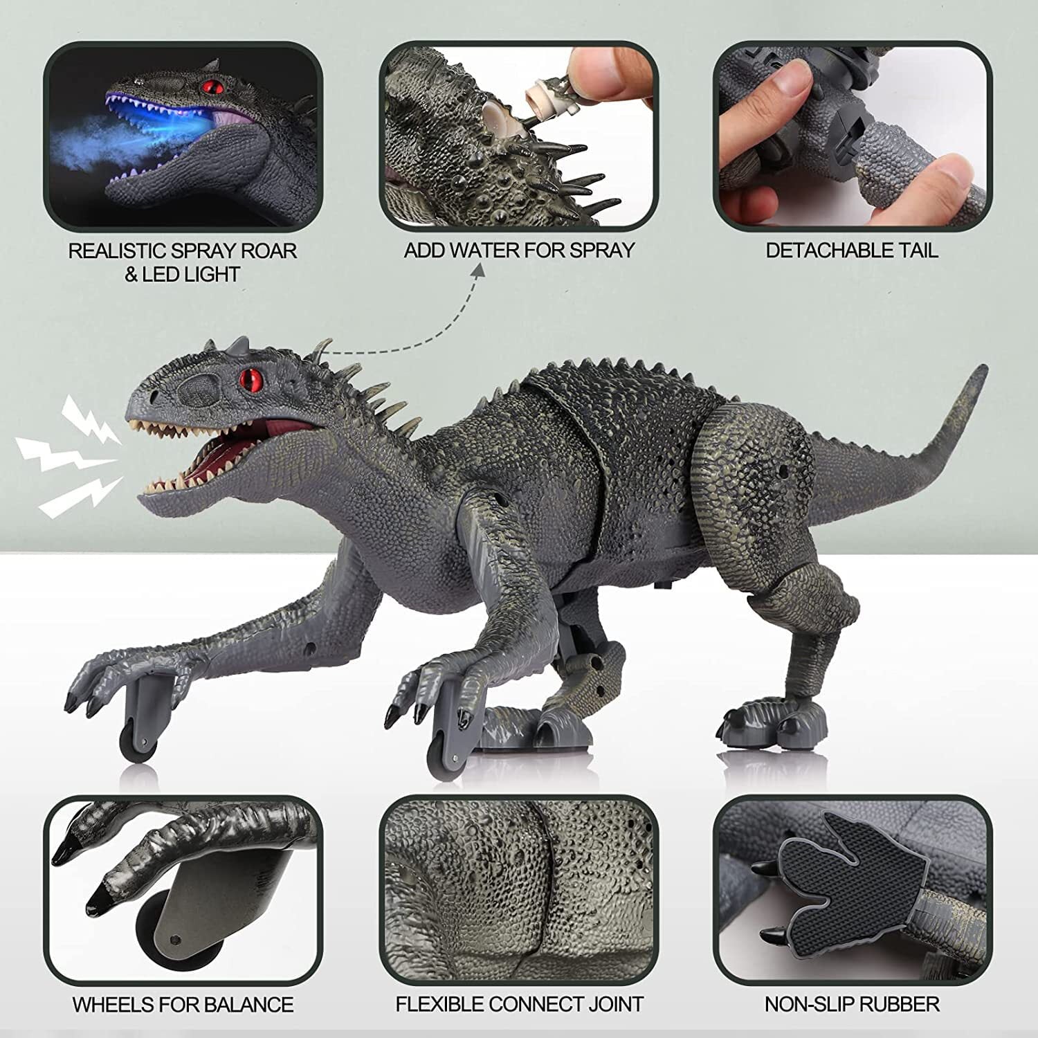 Beefunni Remote Control Dinosaur Toys for Kids，Walking and Roaring Simulation Indominus Rex Jurassic Dinosaur Toys for Boys Girls 3-12 Years