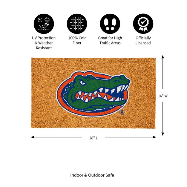 Evergreenncaaflorida Gators Logo Natural Coir 28 X 16 Inches Indoor Outdoor Doormat