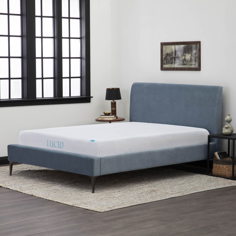 LUCID 10 inch Twin size Gel Memory Foam Mattress with Tencel Sheet Set