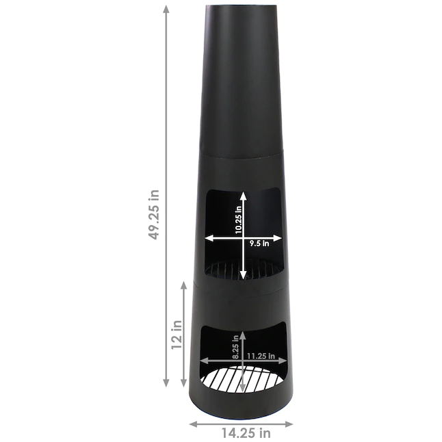 Sunnydaze Decor KF-591 49.25-in H x 14.25-in D x 14.25-in W Black Steel Chiminea