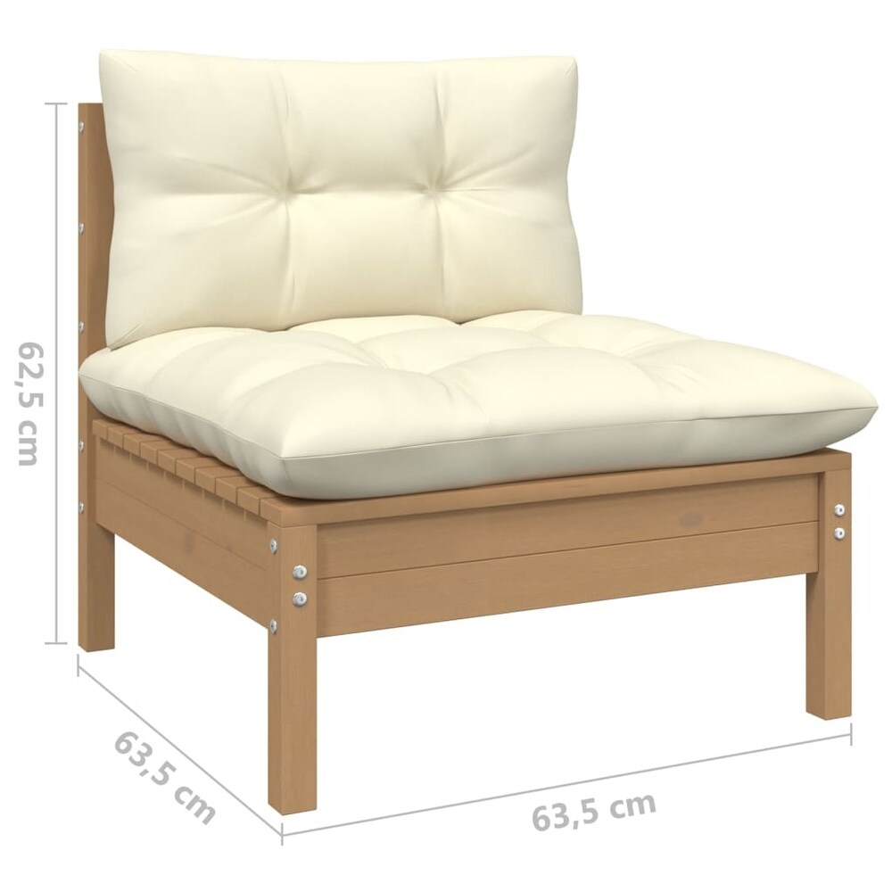 vidaXL Solid Pinewood Patio Lounge Set 8 Piece with Cushions Multi Colors