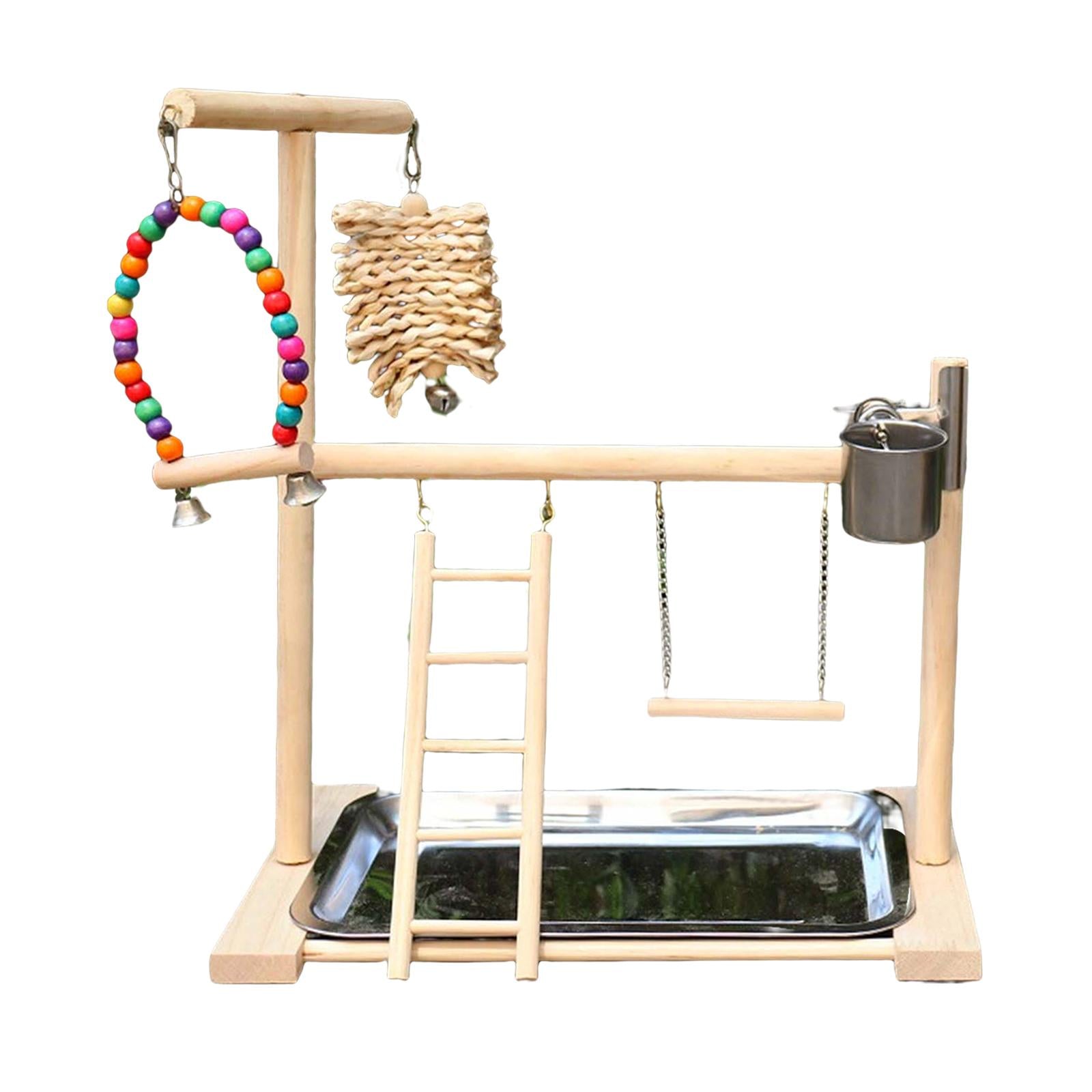 Parrot Playstand Bird Playground Bird Playpen Wood Perch Chewing Budgie