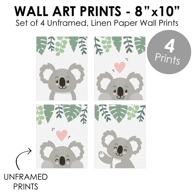 Big Dot Of Happiness Koala Cutie Unframed Bear Nursery Wall Art And Kids Room Decor Linen Paper Wall Art Set Of 4 Artisms 8 X 10 Inches