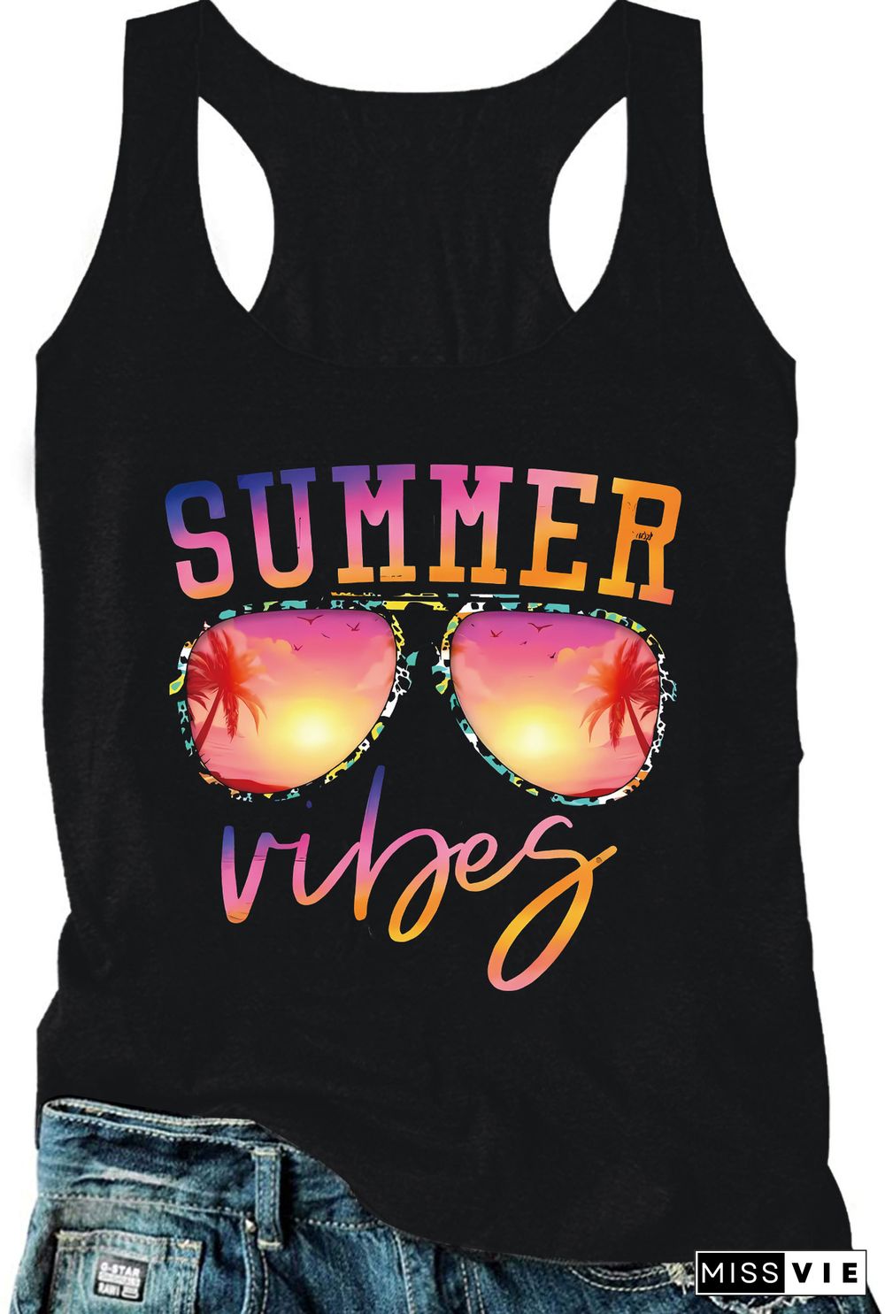 Sleeveless Print Summer Casual Tank Tops