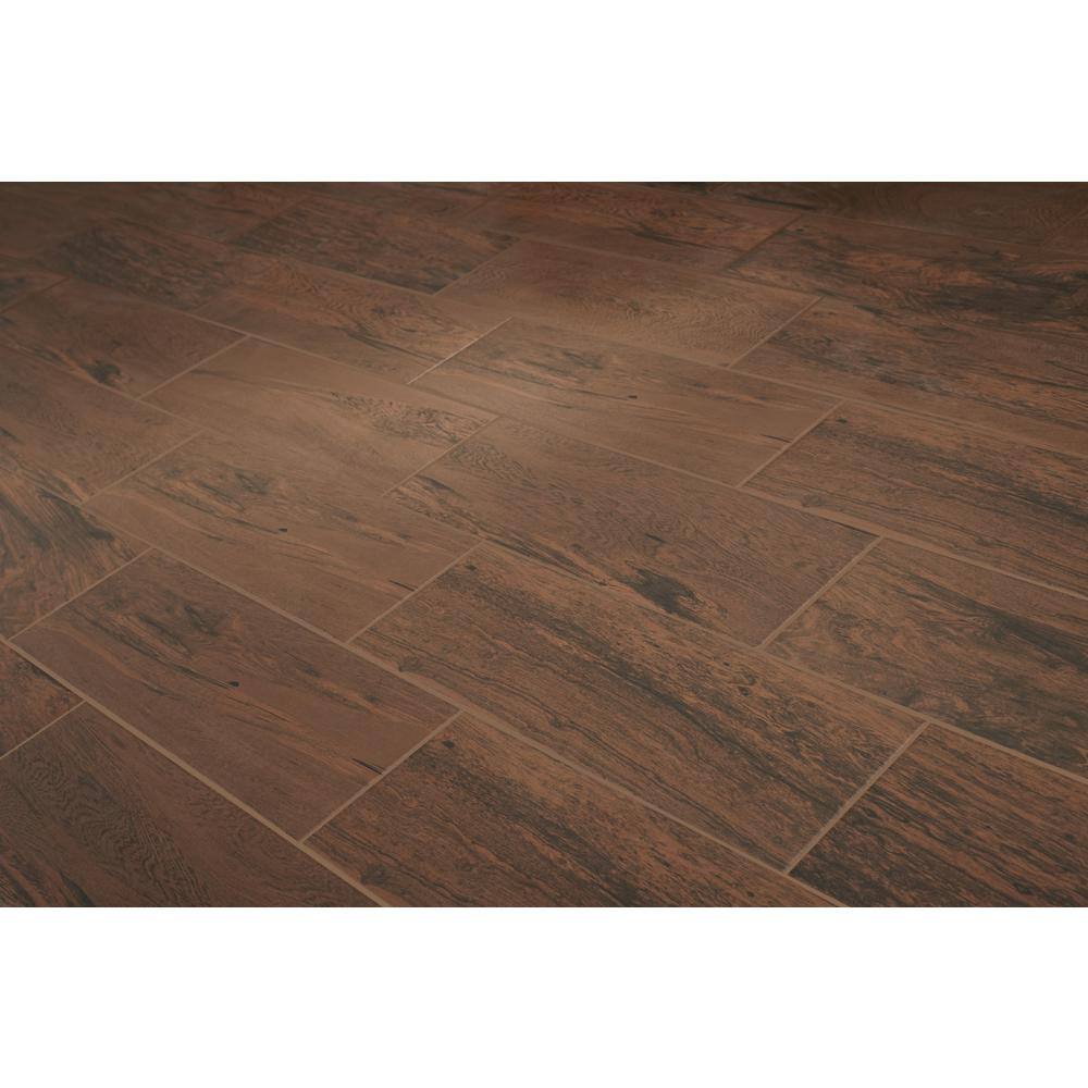 TrafficMaster Glenwood Cherry 7 in. x 20 in. Ceramic Floor and Wall Tile (10.89 sq. ft.  case) GW08720HD1P2