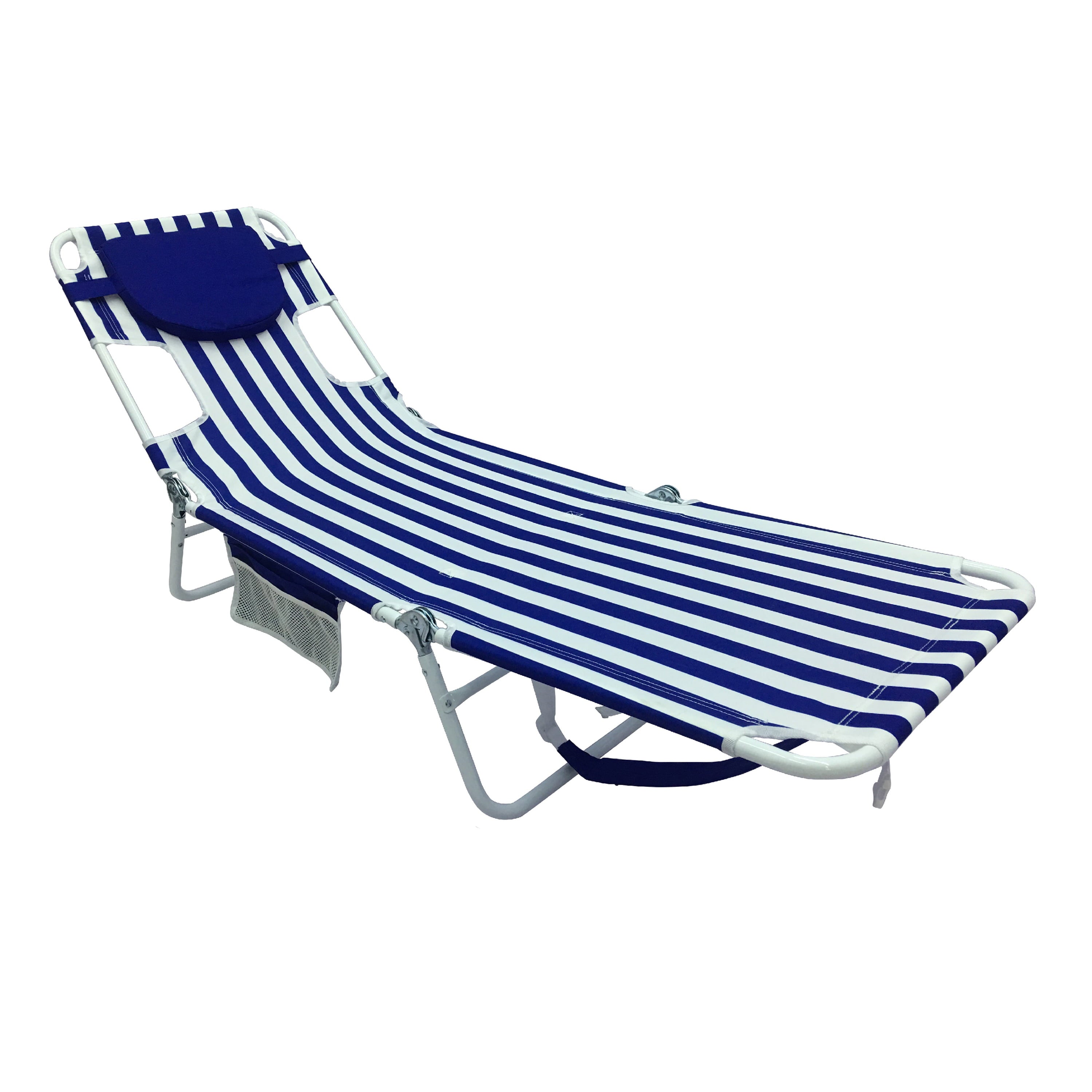 2-Pack Mainstays Folding Backpack Face-Down Beach Lounger, Blue & White Stripe