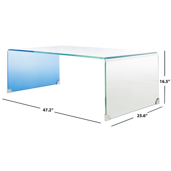 SAFAVIEH Crysta Ombre Glass Coffee Table-Clear / Blue - 47.2