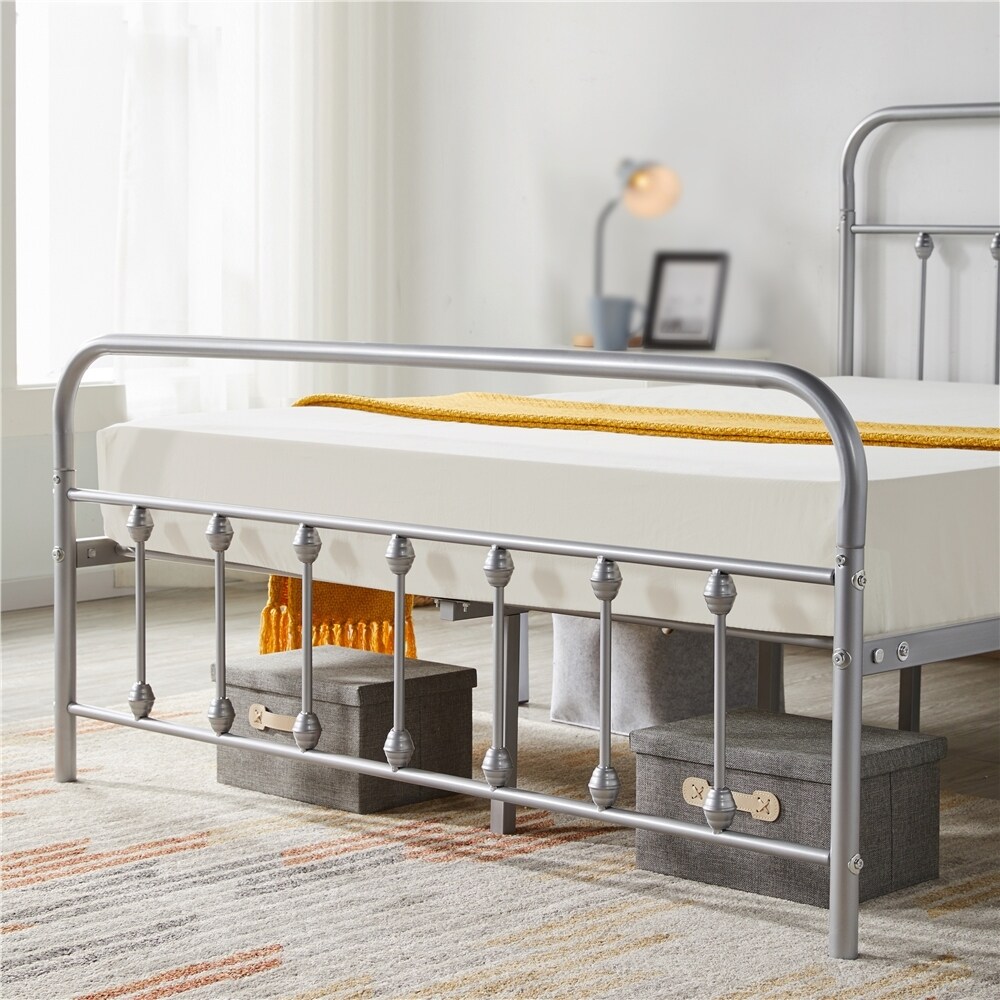 Yaheetech Metal Frames Bed with High Headboard and Footboard