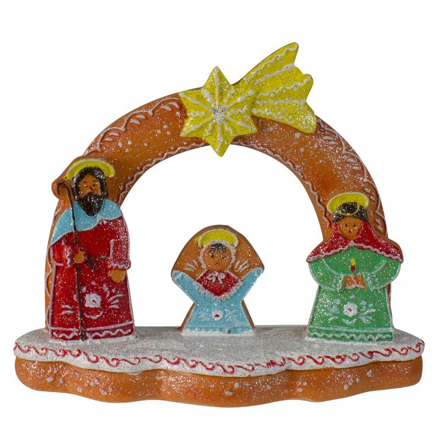 Glitter Dusted Gingerbread Holy Family Christmas Nativity Decoration