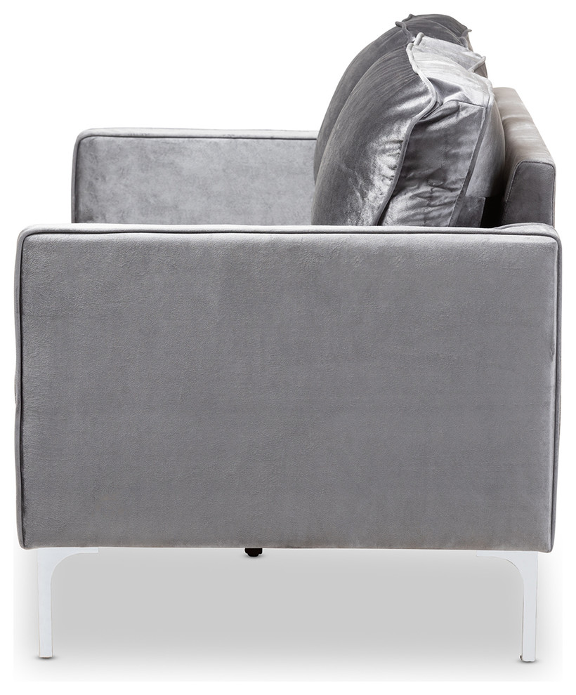 Amir Gray Velvet Fabric 2 Seater Loveseat   Contemporary   Loveseats   by Baxton Studio  Houzz