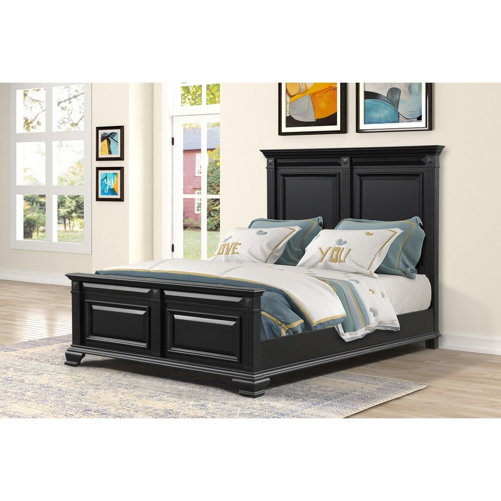 Roundhill Furniture Renova Vintage Black Wood Panel Bed