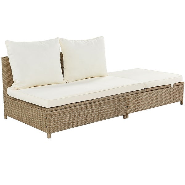 3-Piece Rattan Sectional Set with Adjustable Chaise Lounge Frame and Coffe Table - Overstock - 35759794