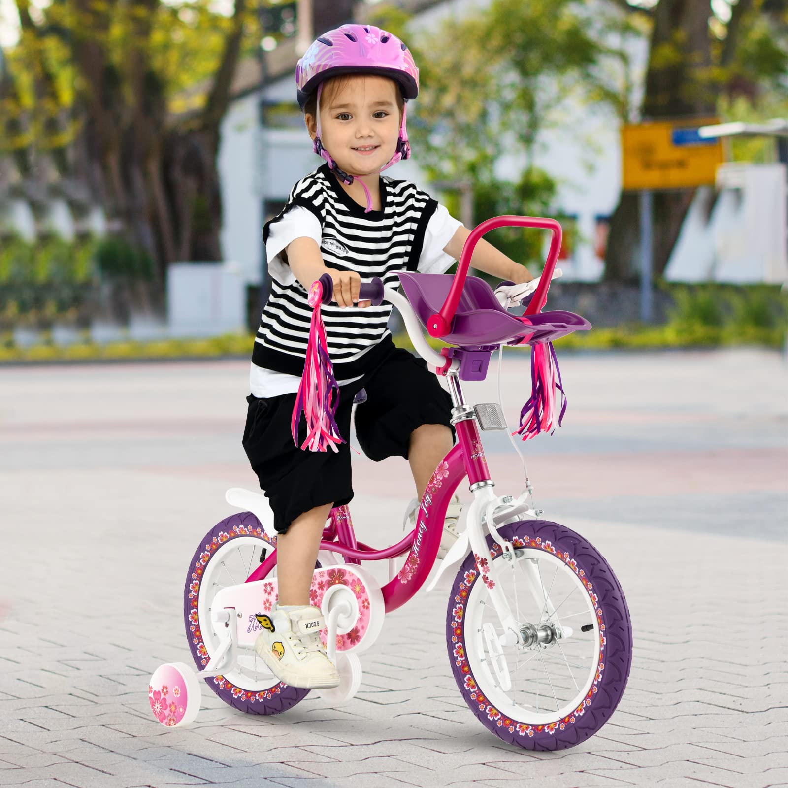 BABY JOY Kids Bike, 14 16 18 Inch w/Removable Training Wheels