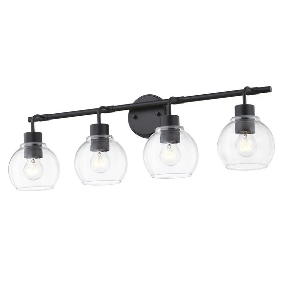 KAWOTI 3/4 Light Dimmable Black Vanity Light with Clear Glass Shades