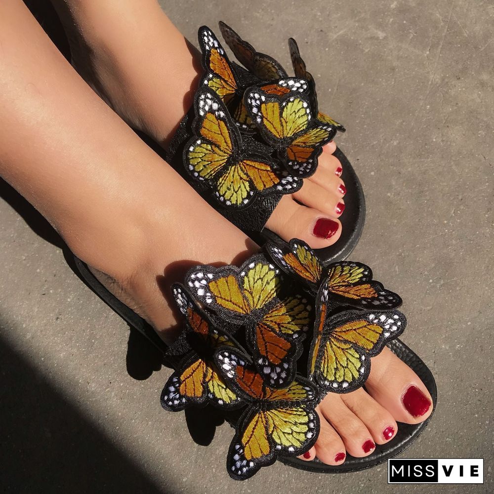 Chic Butterfly Decorated Slipper