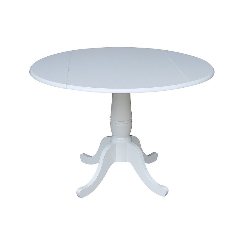 International Concepts Pedestal Round Dual Drop Leaf Dining Table