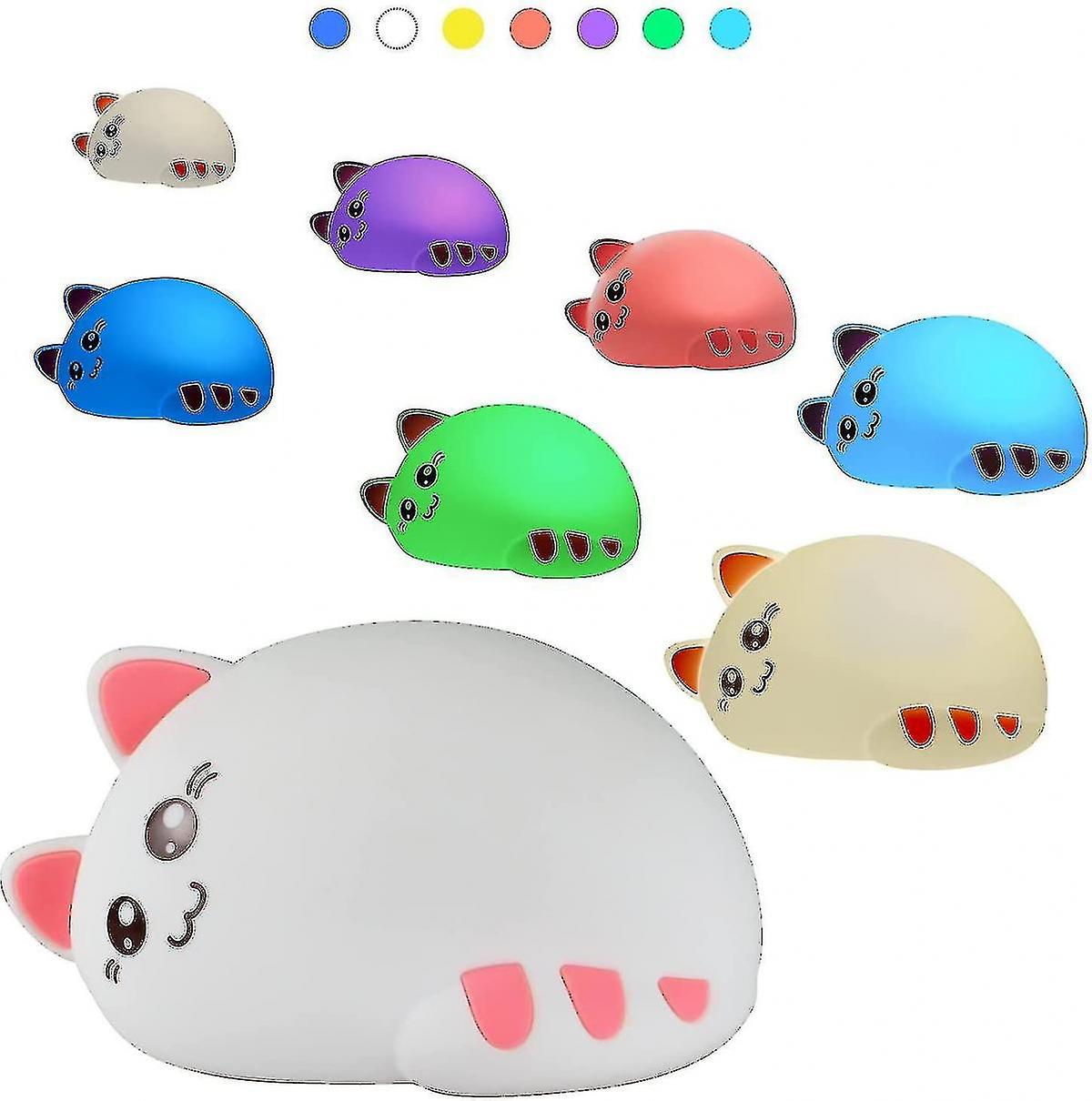 Nursery Night Light， Soft Silicone Cute Cat Led Night Light For Kid