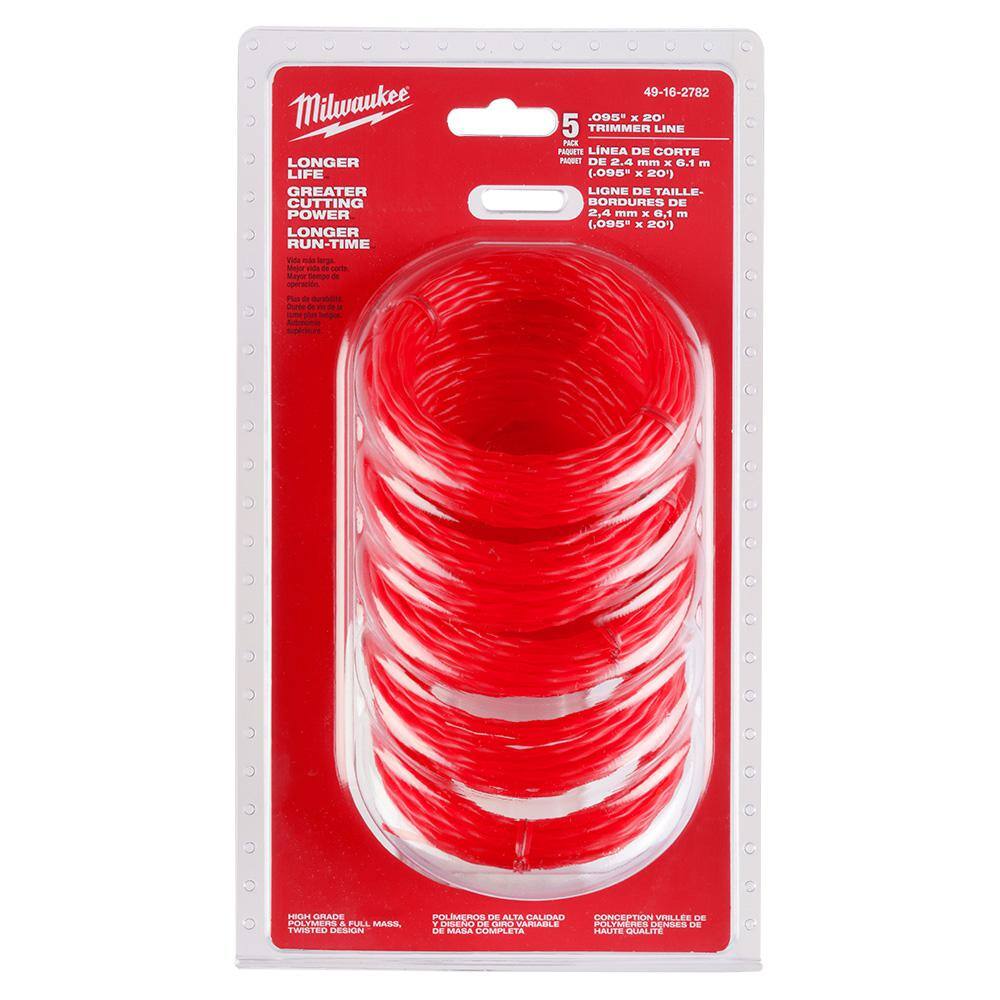 MW 0.095 in. x 20 ft. Pre-Cut Trimmer Line (5-Pack) 49-16-2782