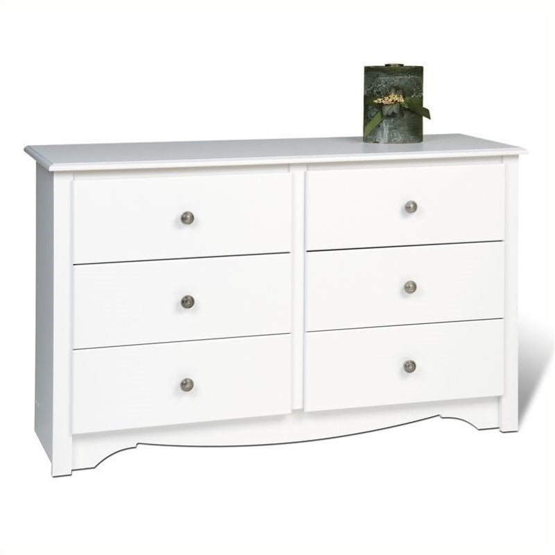 Hawthorne Collections Wood 6 Drawer Double Dresser in White