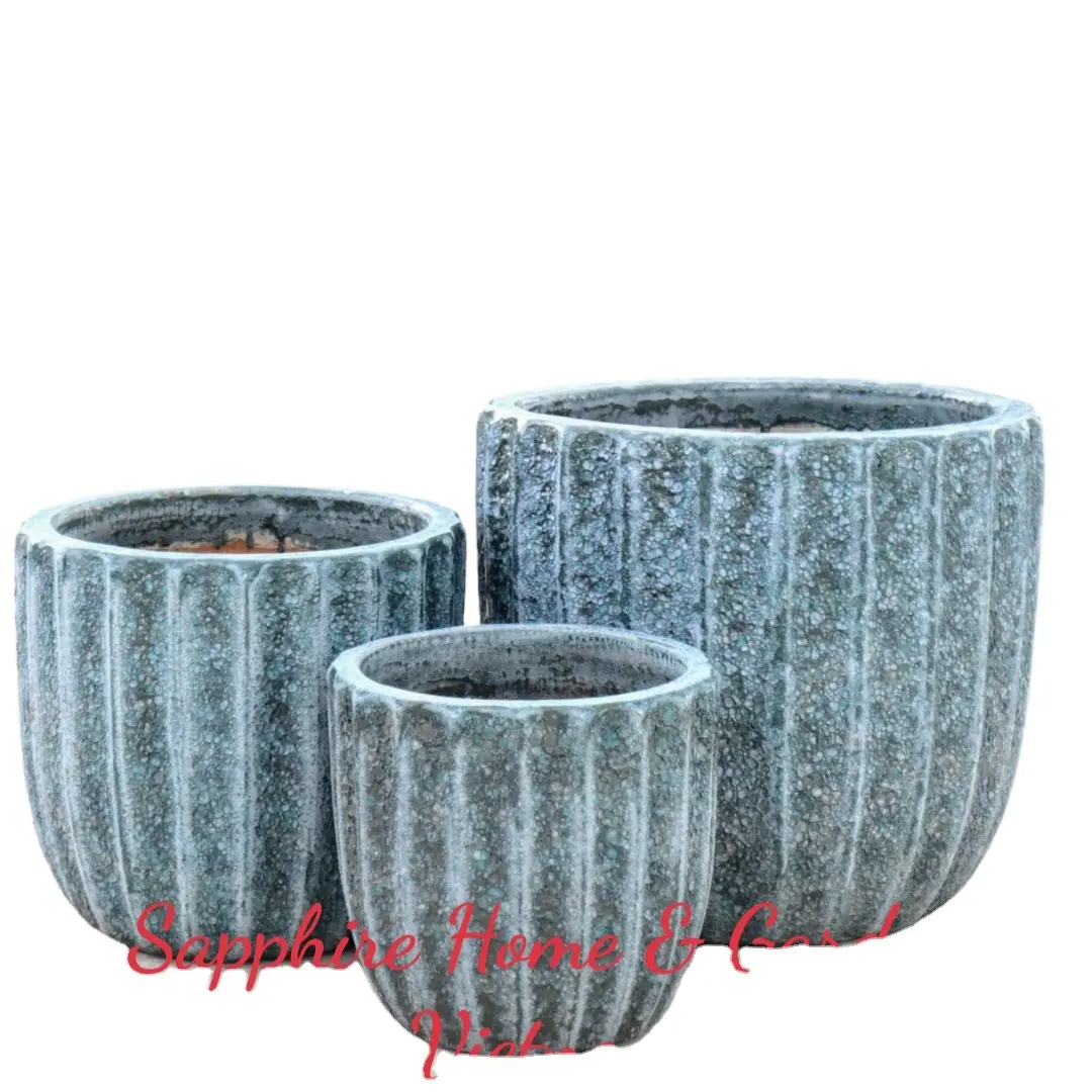 Best seller outdoor glazed ceramic clay flower pot garden pot big pottery pot for plants Rustic Ceramic garden pottery