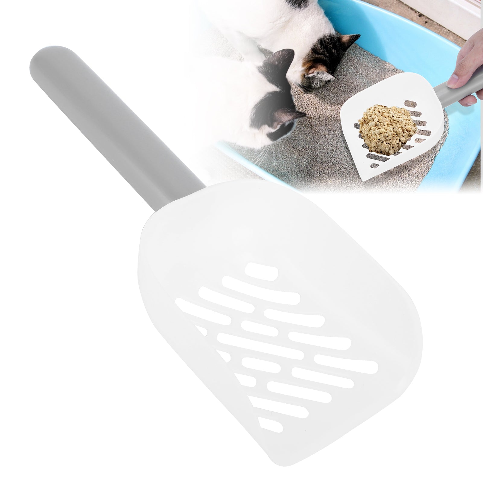 Cat Litter Scoop， Cleaning Durable Cat Poop Shovel Household Plastic With  Hook For Cat Poop For Litter Boxes Gray