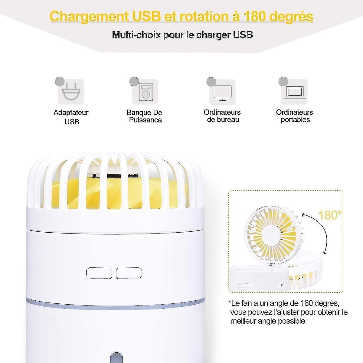 400ml Mini Air Humidifier With Fan， Usb Rechargeable Portable Fan Air Conditioner Purifier