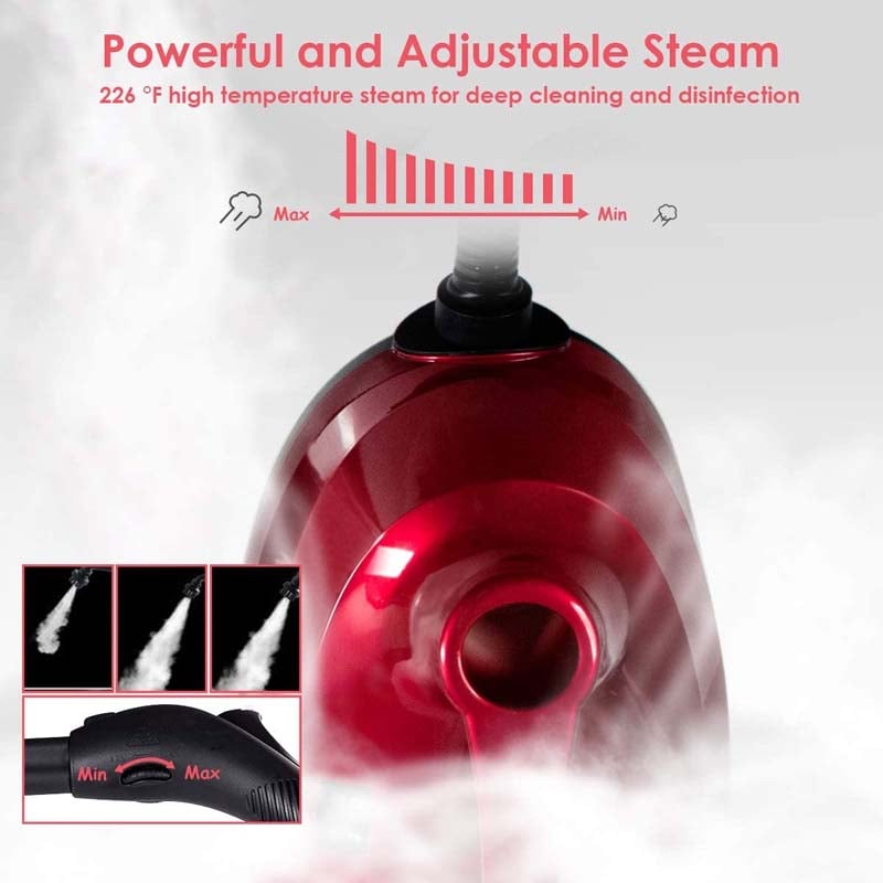 2000W Steam Cleaner, Multipurpose Household Steamer, Heavy Duty Rolling Cleaning Machine with 19 Accessories, 1.5L Water Tank