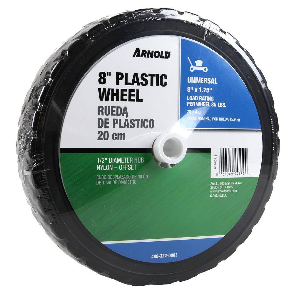 Arnold 8 in. x 1.75 in. Universal Plastic Wheel with 12 in. Dia Nylon Offset Hub 490-322-0003