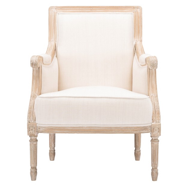 Chavanon Wood amp Linen Traditional French Accent Chair Light Beige Baxton Studio