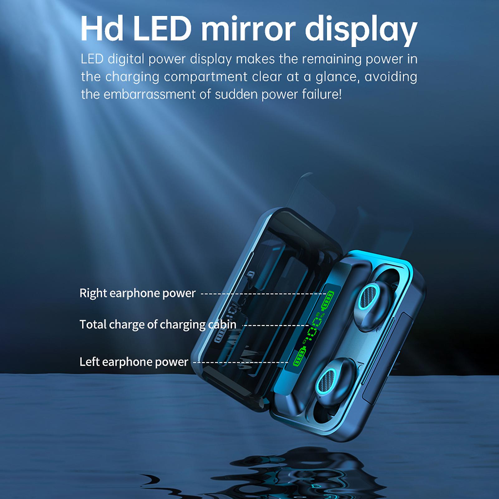 R15 Bt5.1 Earphones Auto Pairing Hifi Sound Clear Calls Touch Control Ipx7 Waterproof High-definition Mirror Digital Display