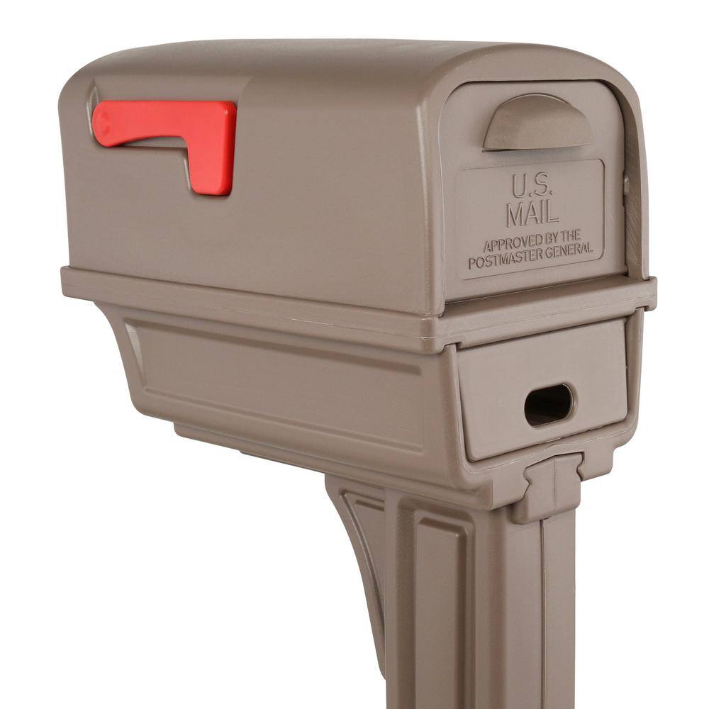 Architectural Mailboxes Gentry Mocha Medium Plastic All-in-One Mailbox and Post Combo GGC1M00AM