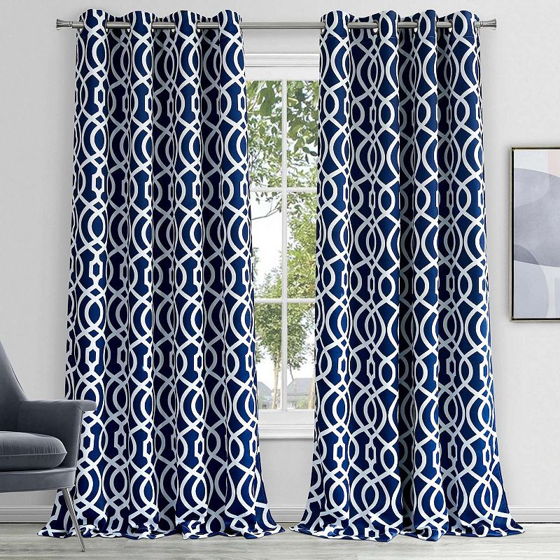 Dainty Home Trellis 100% Blackout Thermal Insulated Grommet Single Curtain Panel