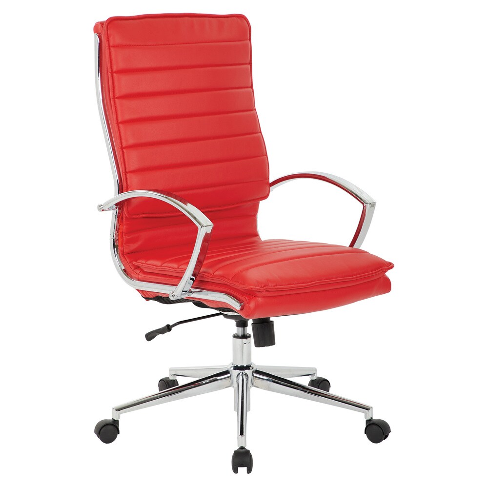 High Back Professional Managers Faux Leather Chair with Chrome Base and Removable Sleeves