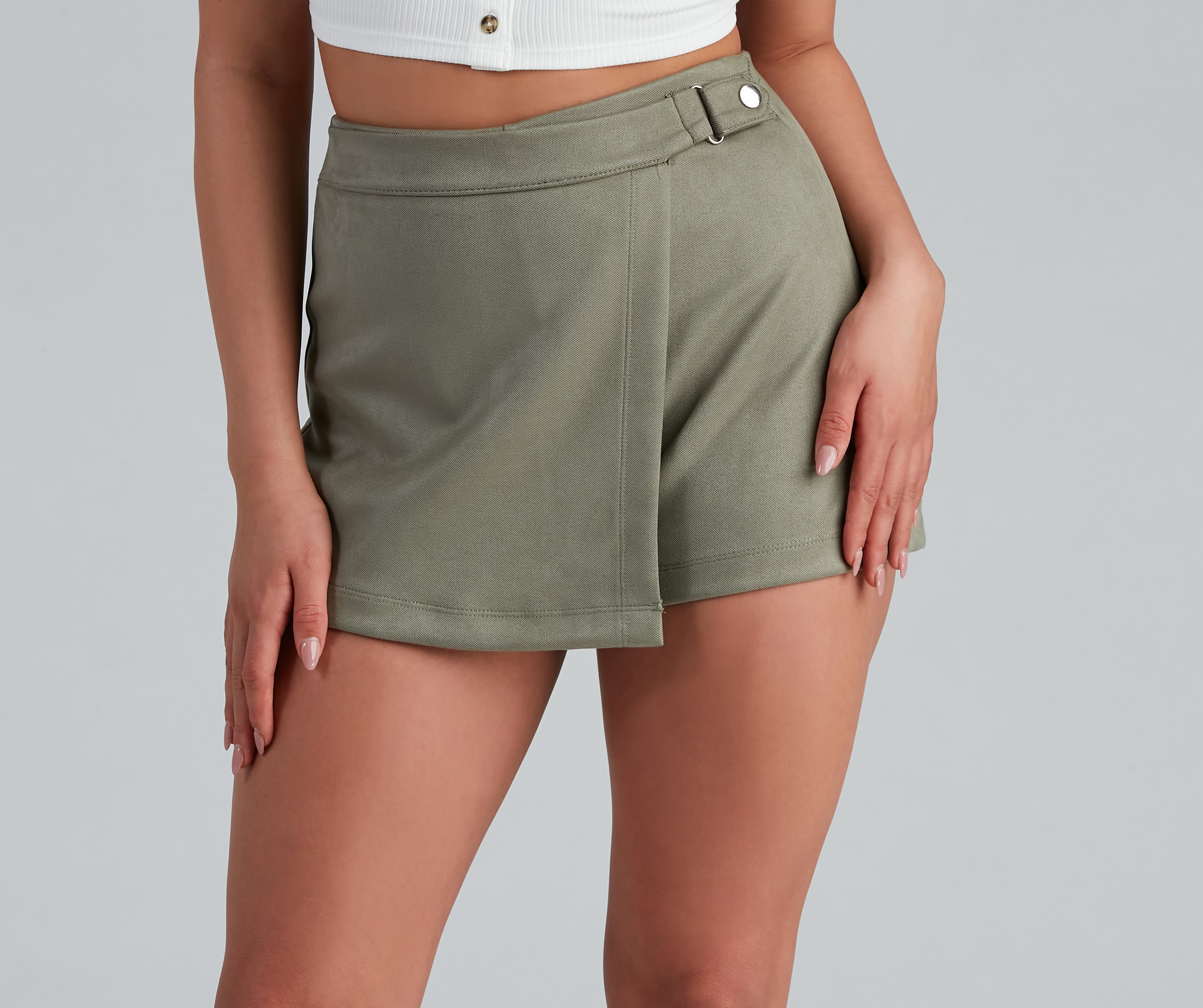 Running Late Side Snap Faux Suede Skort