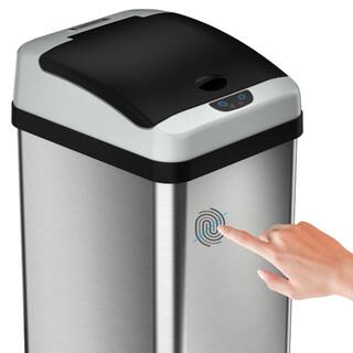 HALO 13 Gal. Platinum Rectangular Extra-Wide Stainless Steel Automatic Sensor Trash Can SC13RX