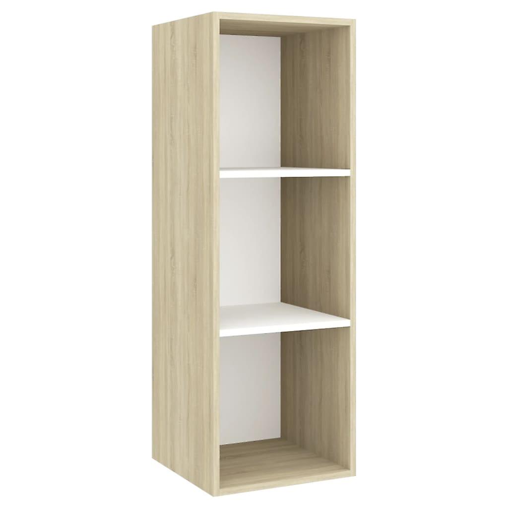 Wall-mounted Tv Cabinet Sonoma Oak And White 37x37x107 Cm Engineered Wood