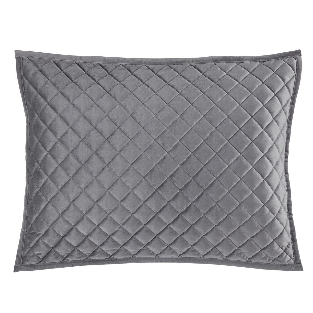 HiEnd Accents Velvet Diamond Quilted Pillow Sham Set  2PC