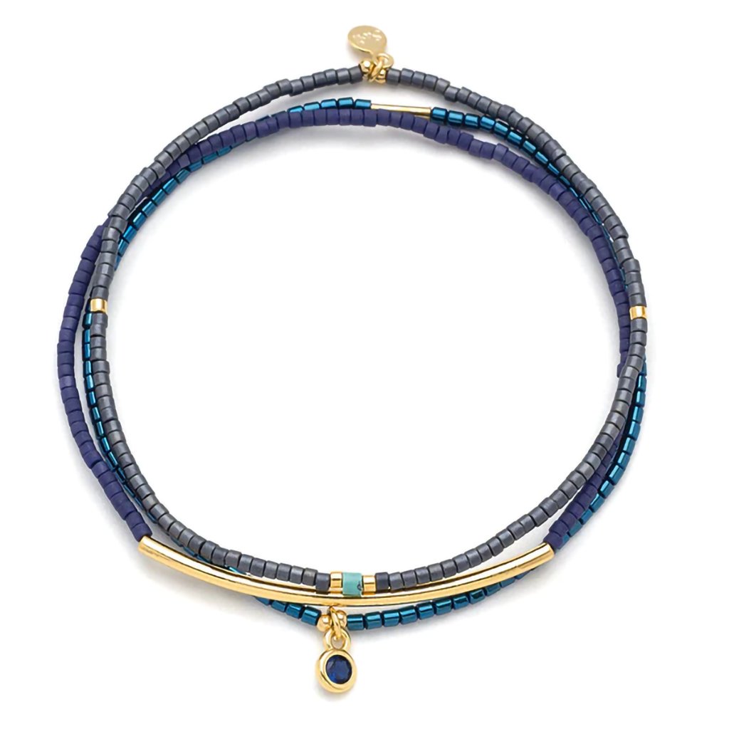 Scout Curated Wears  Tonal Chromacolor Miyuki Bracelet Trio - Navy/Gold